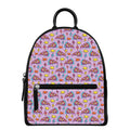 Psychedelic Pizza Pattern Print Leather Backpack