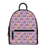 Psychedelic Pizza Pattern Print Leather Backpack
