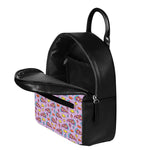 Psychedelic Pizza Pattern Print Leather Backpack