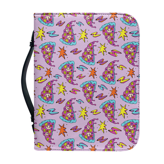 Psychedelic Pizza Pattern Print Leather Bible Cover
