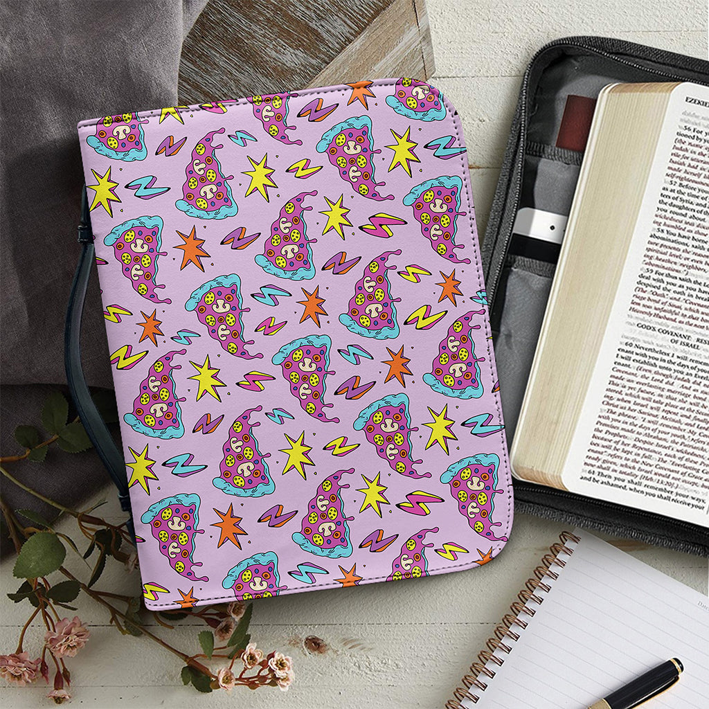 Psychedelic Pizza Pattern Print Leather Bible Cover
