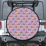 Psychedelic Pizza Pattern Print Leather Spare Tire Cover