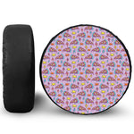 Psychedelic Pizza Pattern Print Leather Spare Tire Cover