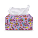 Psychedelic Pizza Pattern Print Leather Tissue Box Cover