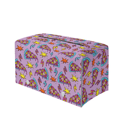 Psychedelic Pizza Pattern Print Leather Tissue Box Cover