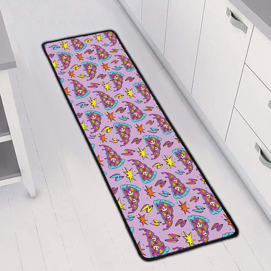 Psychedelic Pizza Pattern Print Long Kitchen Mat
