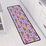 Psychedelic Pizza Pattern Print Long Kitchen Mat
