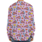 Psychedelic Pizza Pattern Print Long Sleeve Baseball Jersey