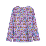 Psychedelic Pizza Pattern Print Long Sleeve Short Coat