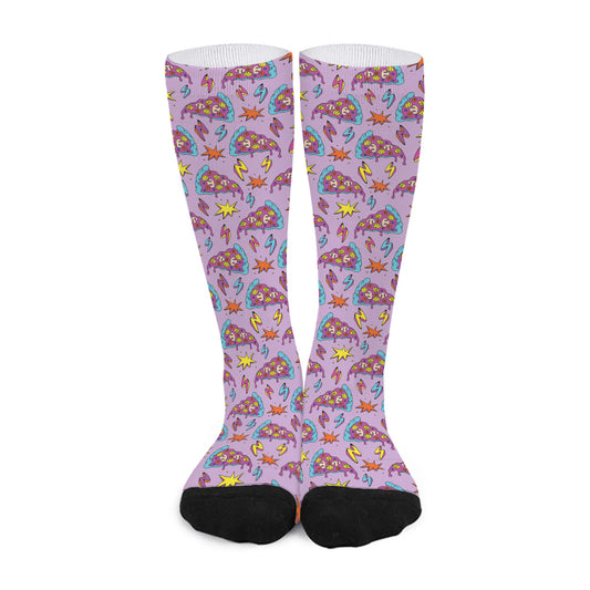 Psychedelic Pizza Pattern Print Long Socks