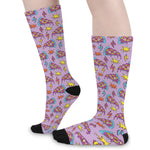 Psychedelic Pizza Pattern Print Long Socks