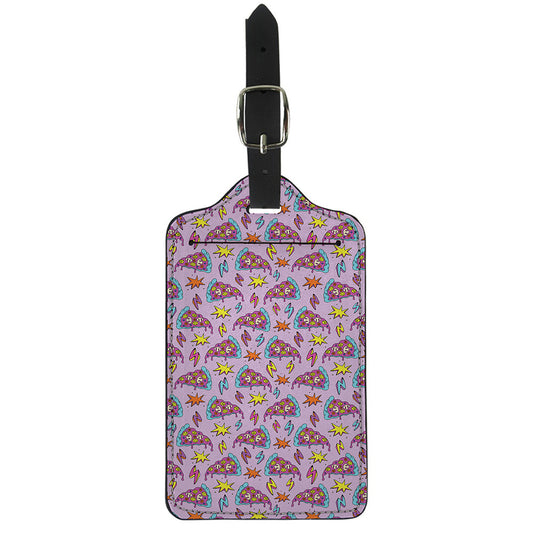 Psychedelic Pizza Pattern Print Luggage Tag