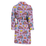 Psychedelic Pizza Pattern Print Men's Bathrobe