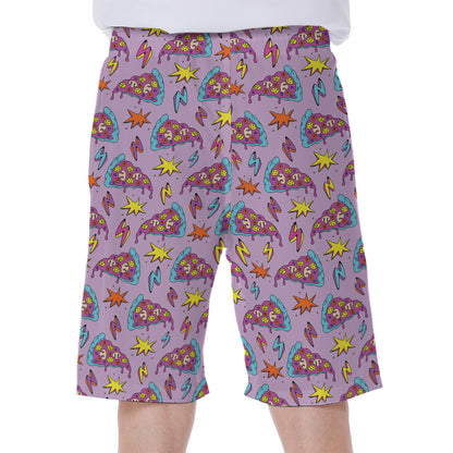 Psychedelic Pizza Pattern Print Men's Beach Shorts