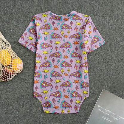 Psychedelic Pizza Pattern Print Men's Bodysuit