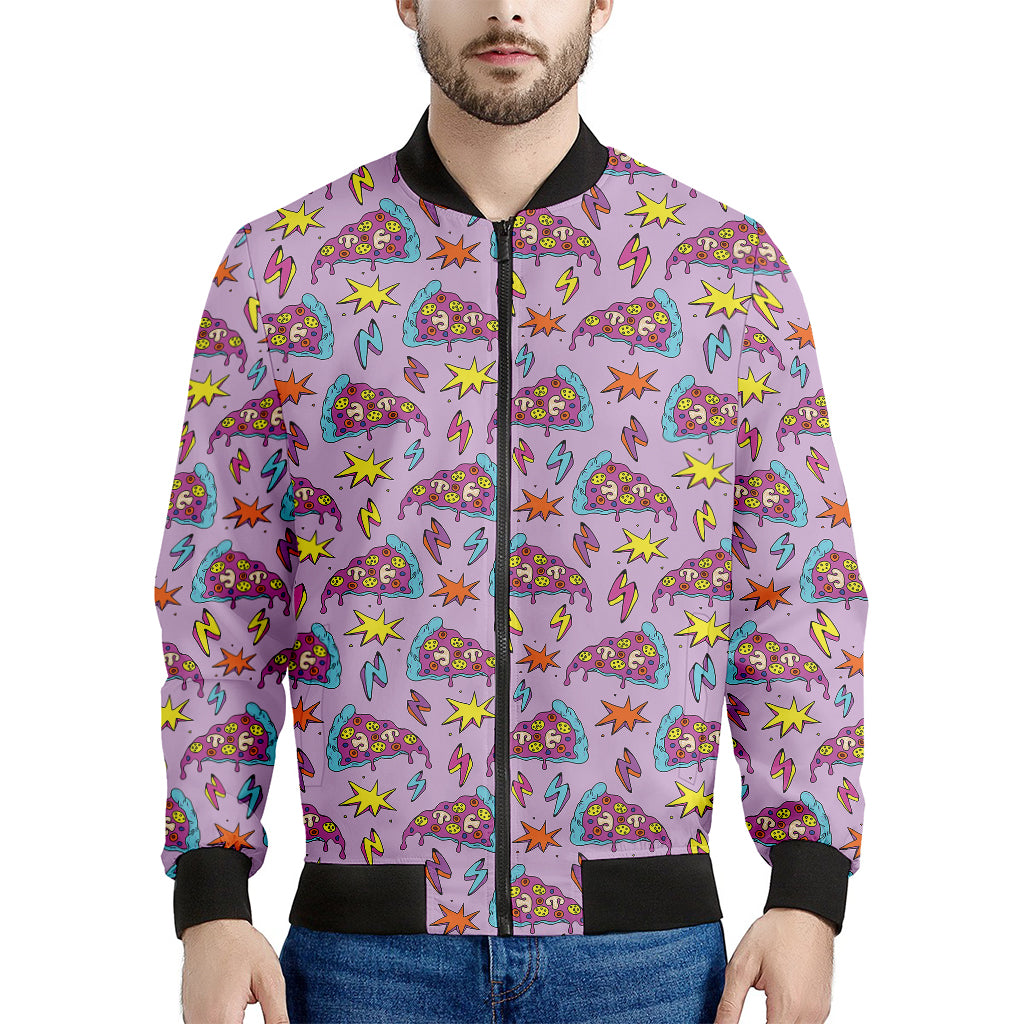 Psychedelic Pizza Pattern Print Men's Bomber Jacket