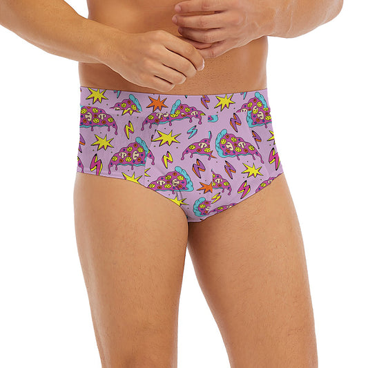 Psychedelic Pizza Pattern Print Men's Briefs
