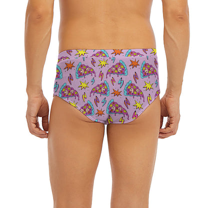 Psychedelic Pizza Pattern Print Men's Briefs