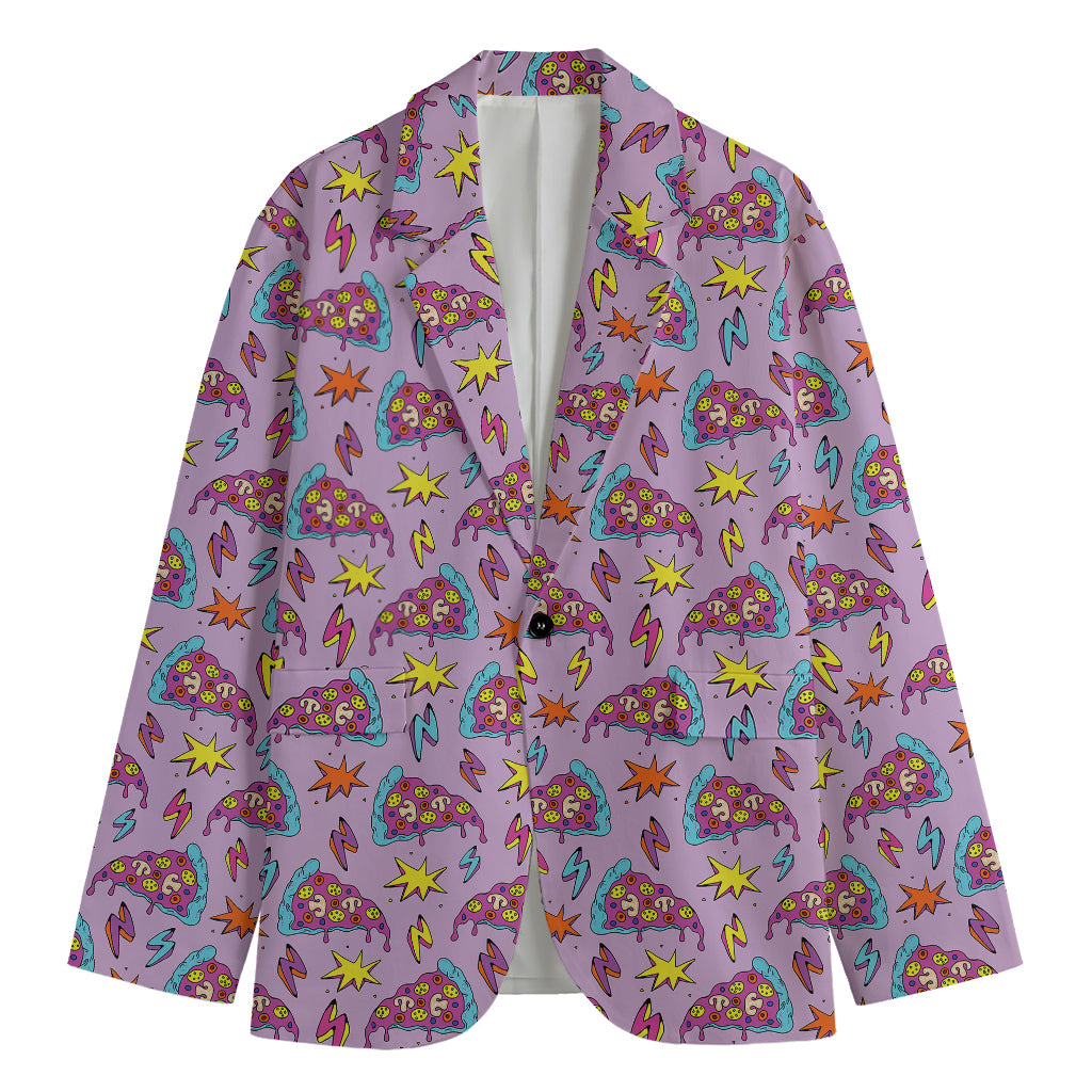 Psychedelic Pizza Pattern Print Men's Cotton Blazer