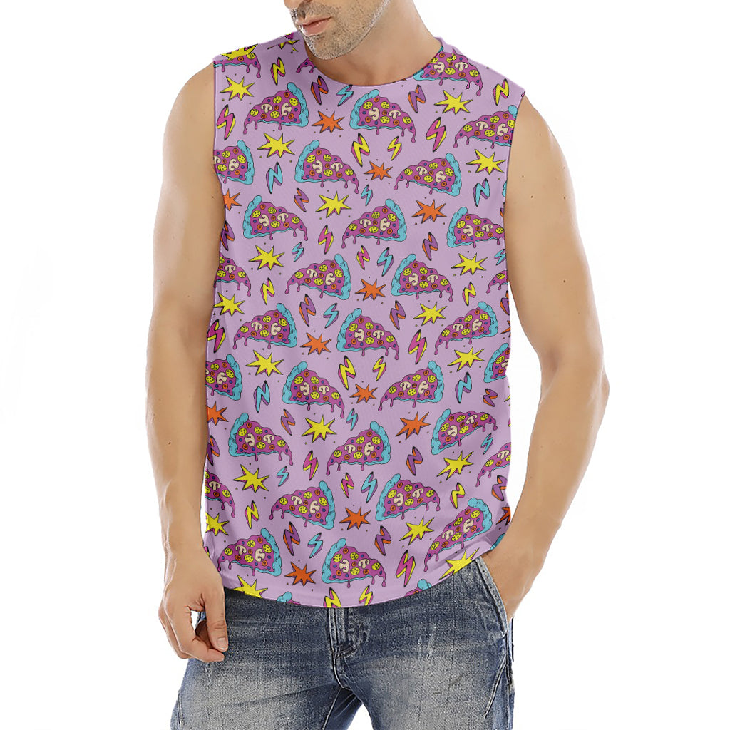 Psychedelic Pizza Pattern Print Men's Fitness Tank Top