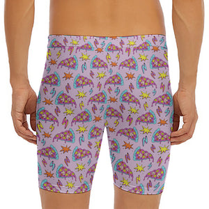 Psychedelic Pizza Pattern Print Men's Long Boxer Briefs