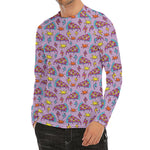 Psychedelic Pizza Pattern Print Men's Long Sleeve Rash Guard