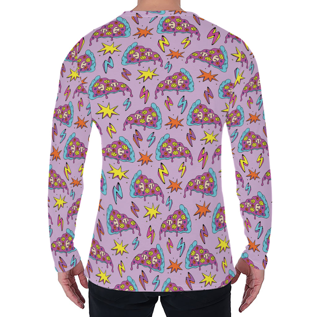 Psychedelic Pizza Pattern Print Men's Long Sleeve T-Shirt