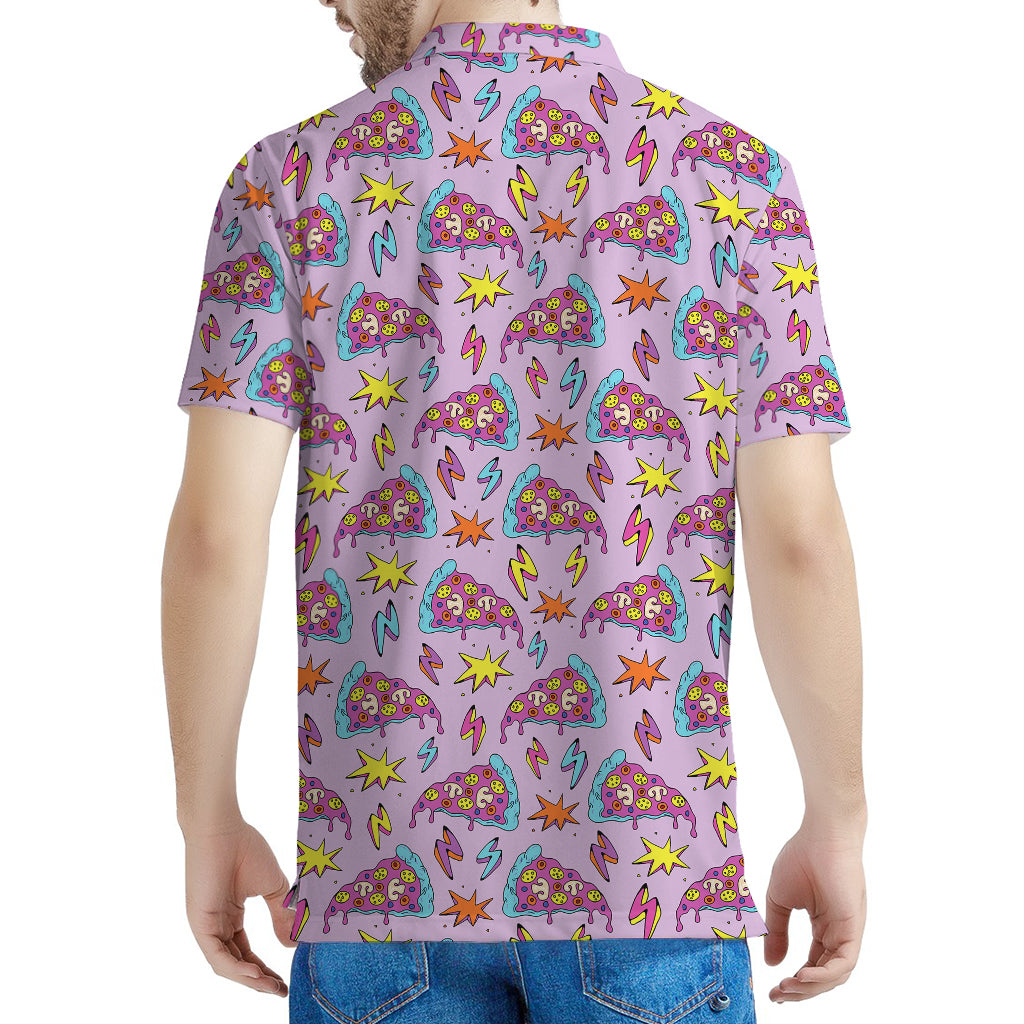Psychedelic Pizza Pattern Print Men's Polo Shirt