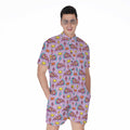 Psychedelic Pizza Pattern Print Men's Romper