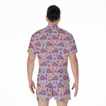 Psychedelic Pizza Pattern Print Men's Rompers