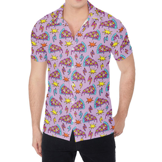 Psychedelic Pizza Pattern Print Men's Shirt