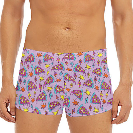 Psychedelic Pizza Pattern Print Men's Short Boxer Briefs