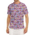 Psychedelic Pizza Pattern Print Men's Short Sleeve Rash Guard