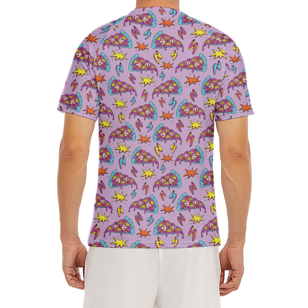 Psychedelic Pizza Pattern Print Men's Short Sleeve Rash Guard
