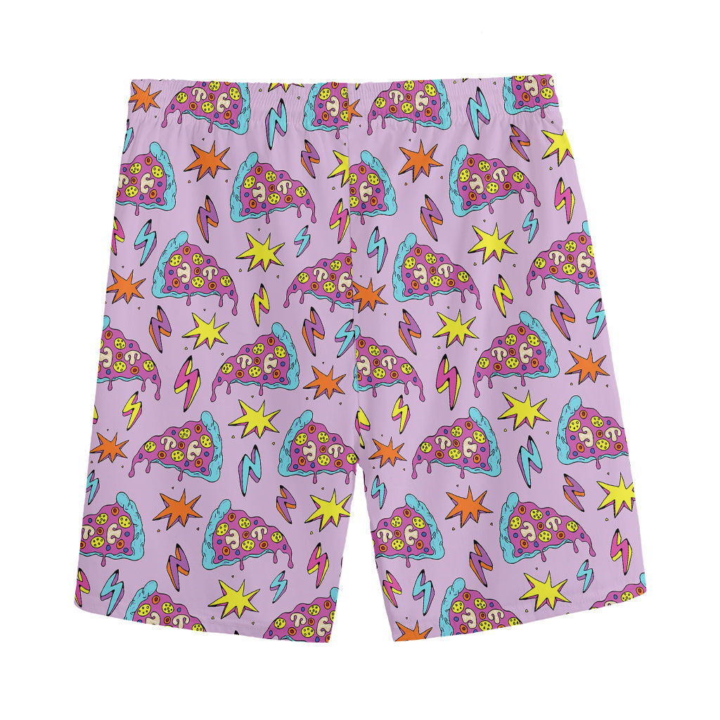 Psychedelic Pizza Pattern Print Men's Sports Shorts