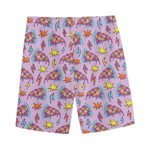 Psychedelic Pizza Pattern Print Men's Sports Shorts