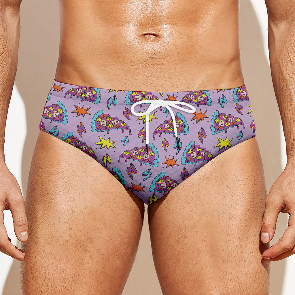 Psychedelic Pizza Pattern Print Men's Swim Briefs