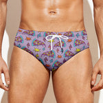 Psychedelic Pizza Pattern Print Men's Swim Briefs