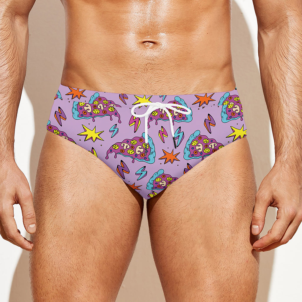 Psychedelic Pizza Pattern Print Men's Swim Briefs
