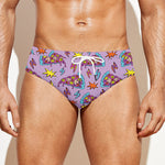 Psychedelic Pizza Pattern Print Men's Swim Briefs