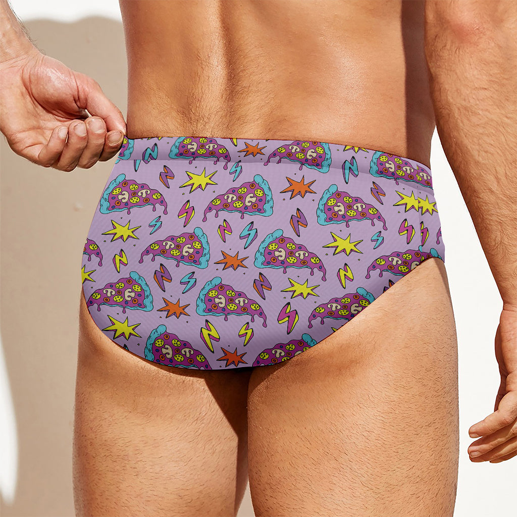 Psychedelic Pizza Pattern Print Men's Swim Briefs