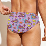 Psychedelic Pizza Pattern Print Men's Swim Briefs