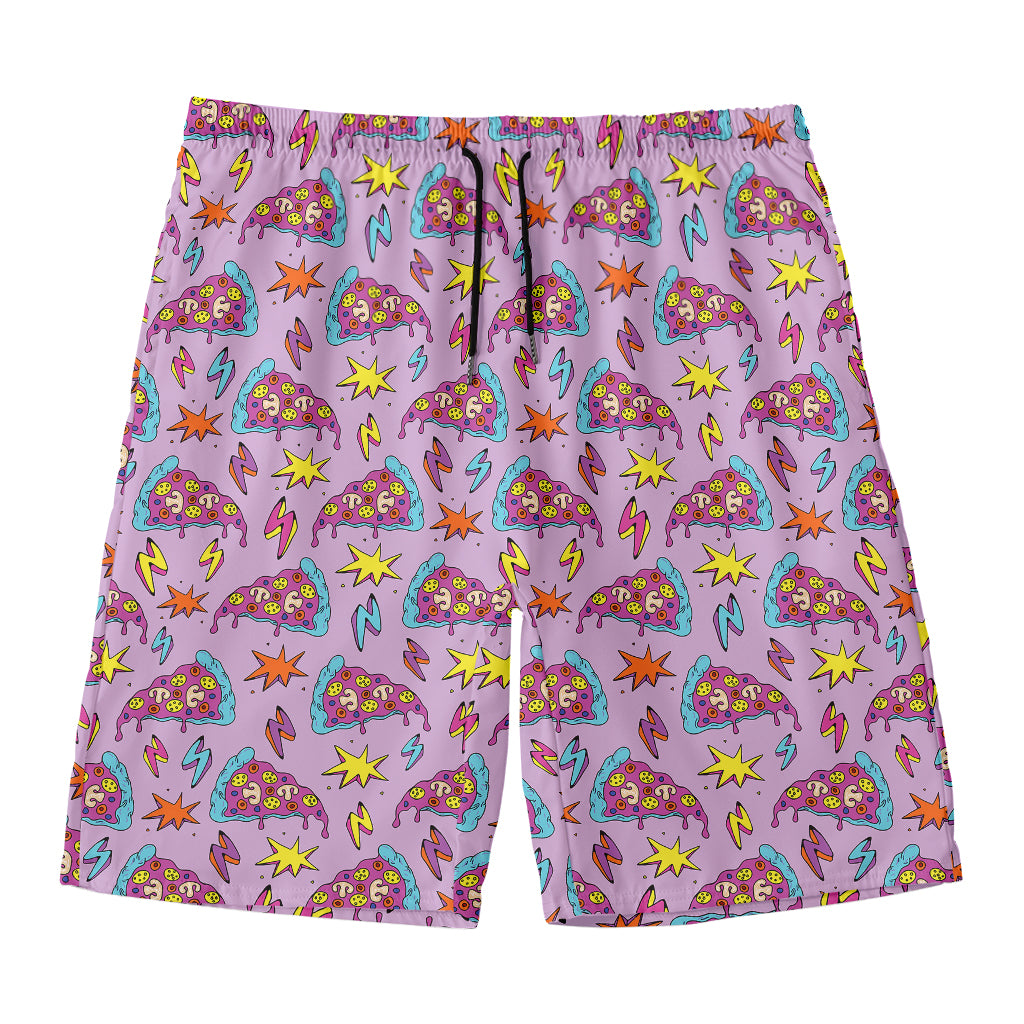 Psychedelic Pizza Pattern Print Men's Swim Trunks