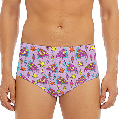 Psychedelic Pizza Pattern Print Men's Triangle Swim Briefs
