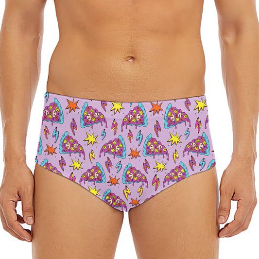 Psychedelic Pizza Pattern Print Men's Triangle Swim Briefs