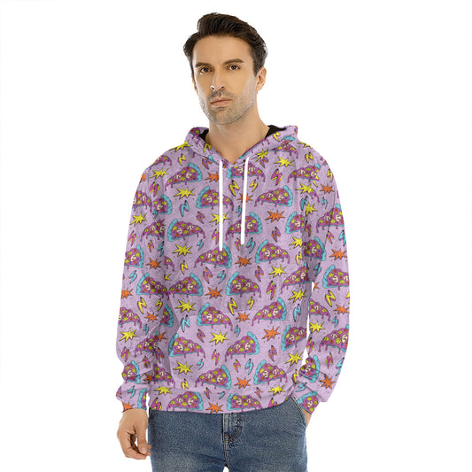Psychedelic Pizza Pattern Print Men's Velvet Pullover Hoodie
