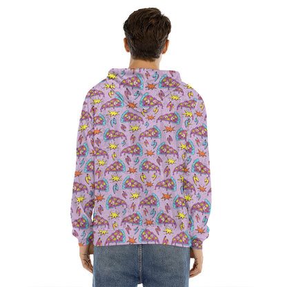 Psychedelic Pizza Pattern Print Men's Velvet Pullover Hoodie