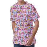 Psychedelic Pizza Pattern Print Men's Velvet T-Shirt