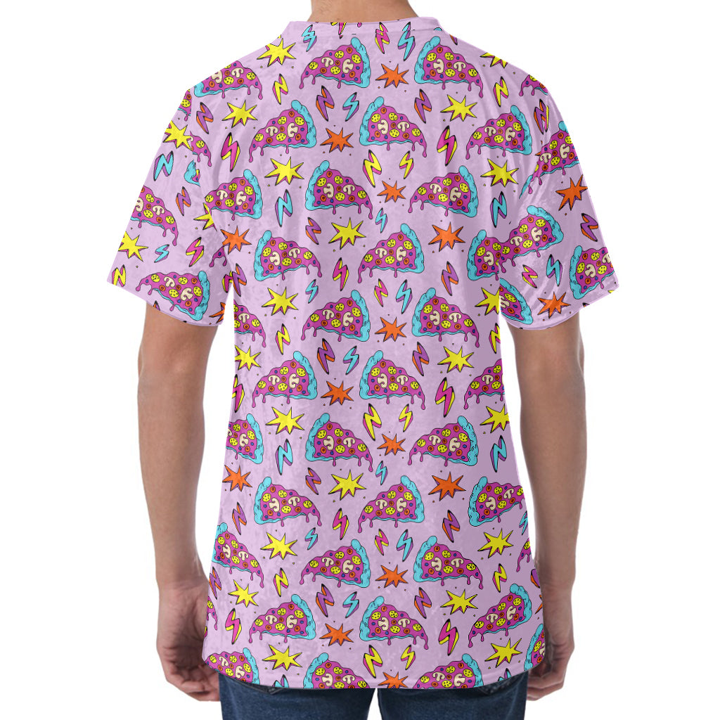 Psychedelic Pizza Pattern Print Men's Velvet T-Shirt