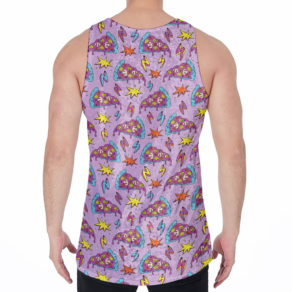 Psychedelic Pizza Pattern Print Men's Velvet Tank Top